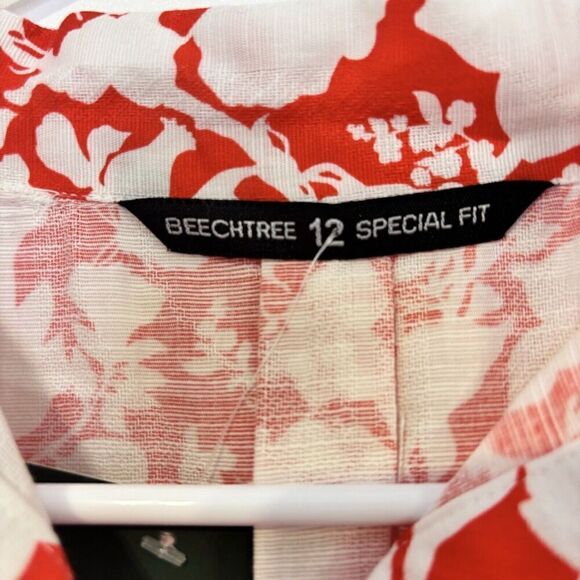 BEECHTREE SHIRT Multiprint Red White Oversized Size 12 Elbow Sleeve New with tag - Picture 3 of 9